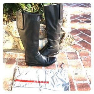 Prada Tall Logo Boots sz 36 (will fit size 7)